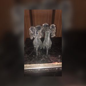 Gray Fur heel boots